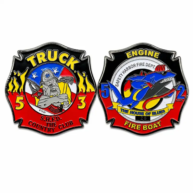 Custom firefighter challenge coins