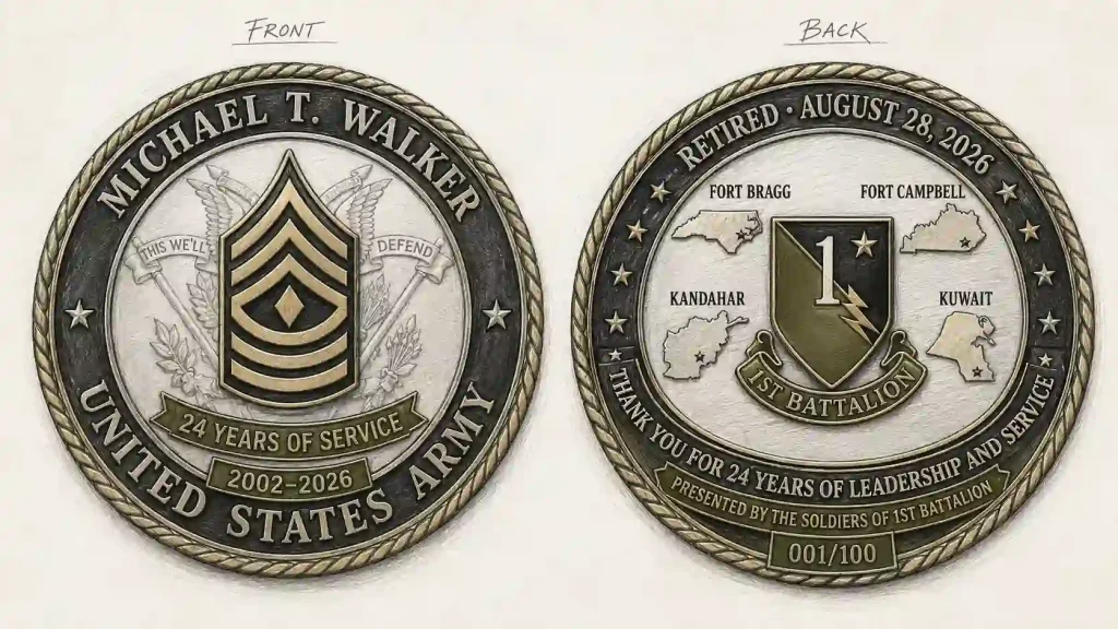 front and back design for veterans coins